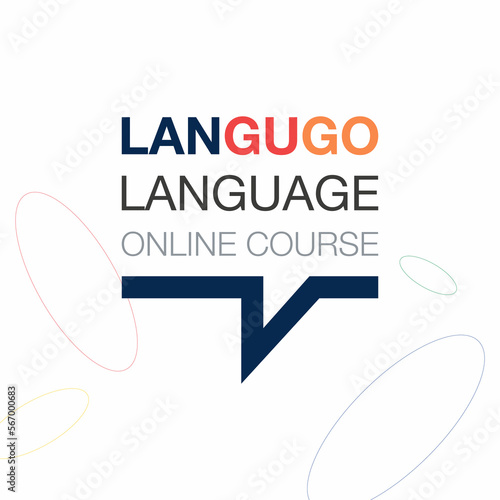 'LANGUGO' Online language course iconic logo. Fluent speaking foreign language. Concept of Online education logo. Vector illustration