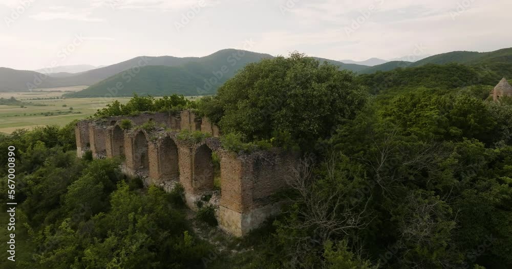 Orbit Aerial Ruins of King Levan Palace,16th century, Akhmet, Georgia Orbit Aerial Ruins of King Levan Palace,16th century, Akhmet, Georgia