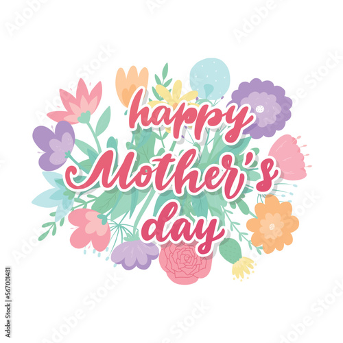 Mother's day lettering quote decorated with flowers for greeting cards, posters, prints, stickers, invitation, sublimation, banners, etc. EPS 10
