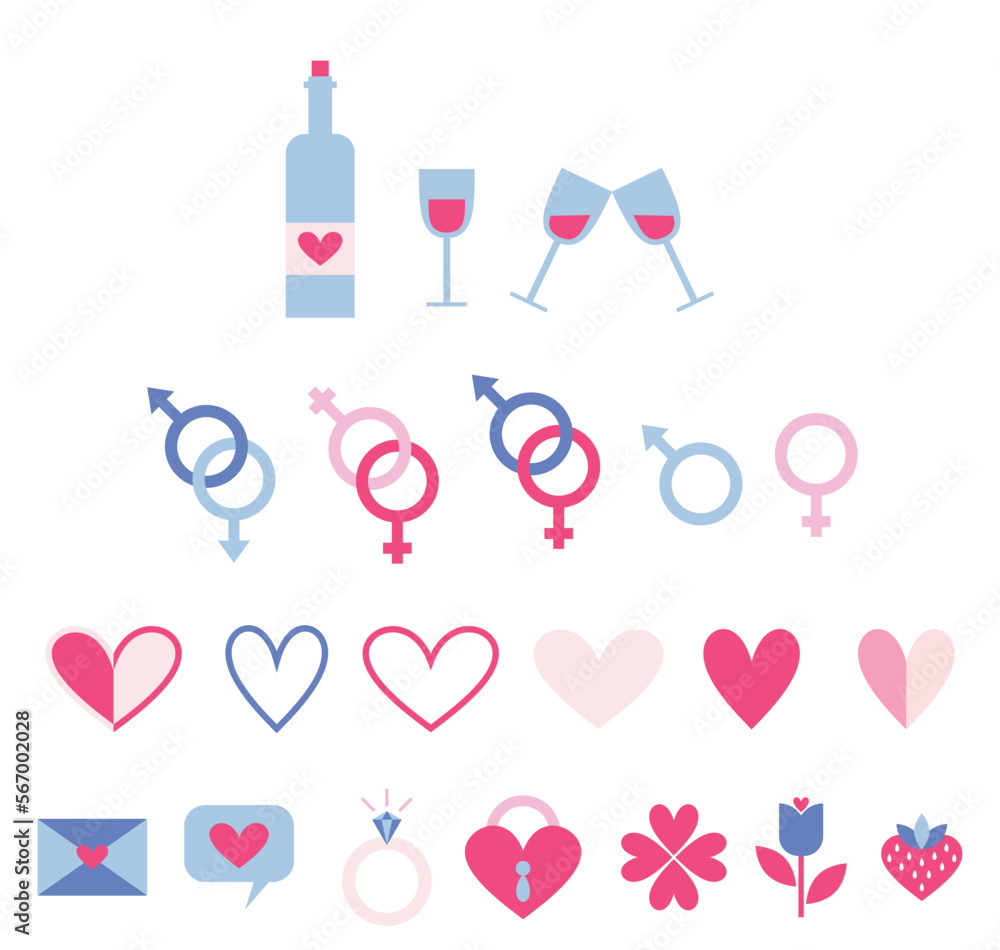 valentine's day, vector illustration, icon set, graphic set