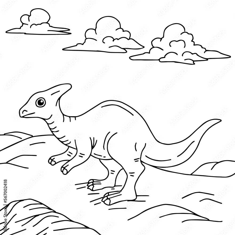 Fototapeta premium design dinosaur character coloring page for kid