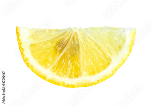 Slice of lemon isolated on transparent background. Png format