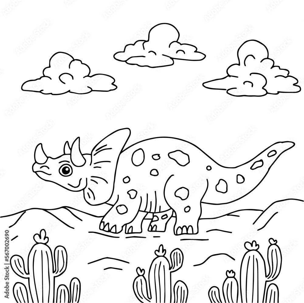 Fototapeta premium design dinosaur character coloring page for kid