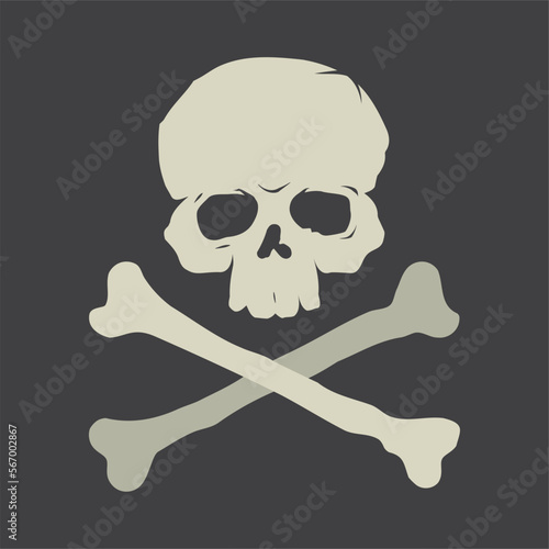 Vector skull with crossbones Icon on black background