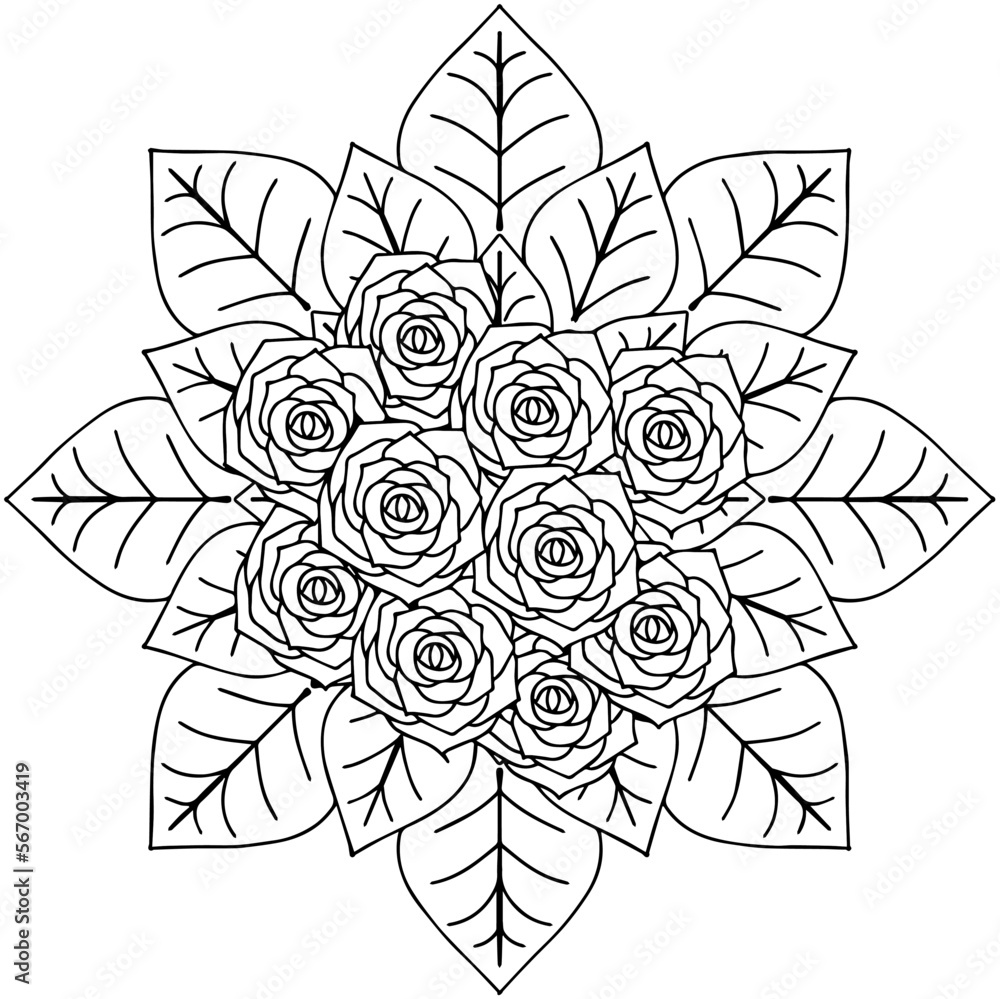 Fototapeta premium design flower outline element coloring page