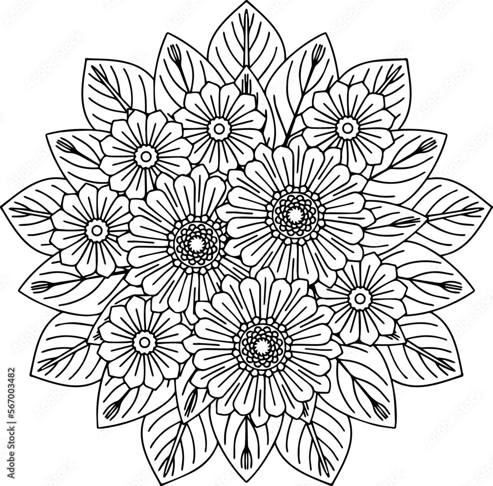 Fototapeta premium design flower outline element coloring page