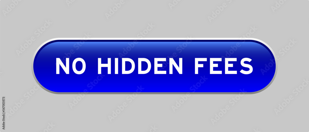 Fototapeta premium Blue color capsule shape button with word no hidden fees on gray background