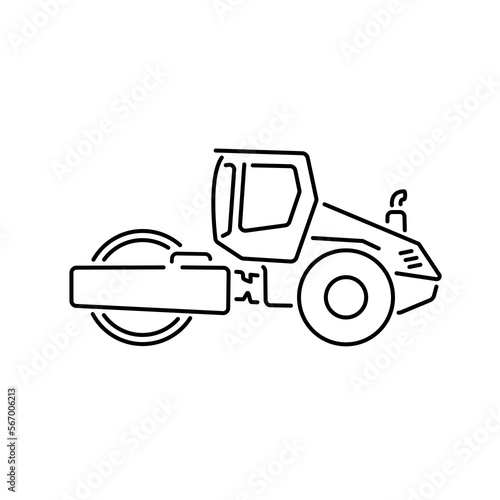Road roller Icon in thin lines