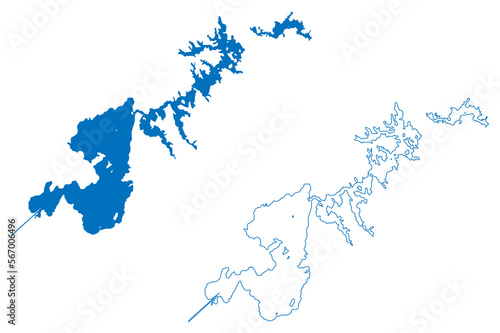 Lake Apanas (Republic of Nicaragua, central america) map vector illustration, scribble sketch Apanás reservoir map