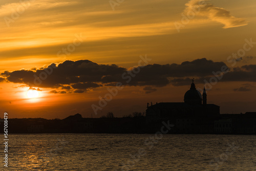 Sunrise and cloudy sky over Venice, Italy