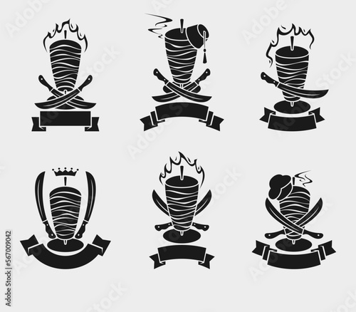 Kebab set. Collection icon kebabs. Vector