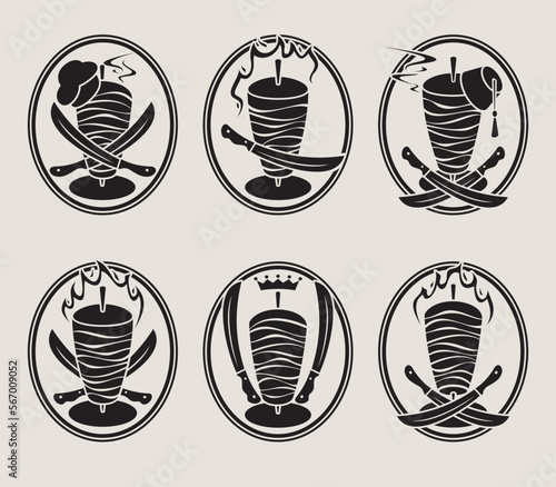 Kebab set. Collection icon kebabs. Vector