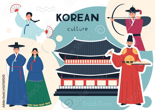 Korean Culture Flat Collage
