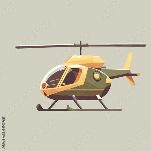helicopter illustration in simple colored vector drawing isolated background