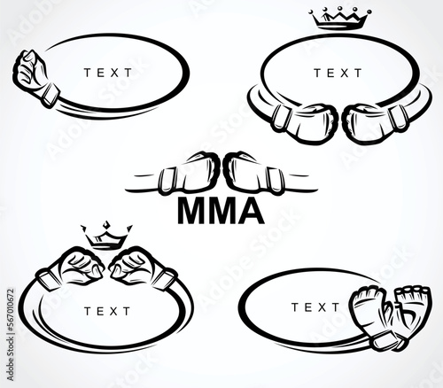 Fight MMA icon set. Collection element fight. Vector