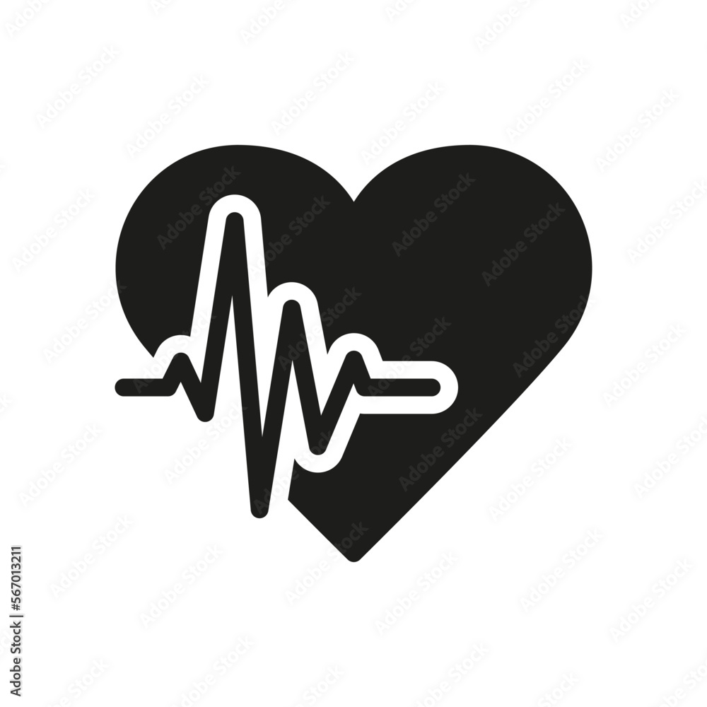 Human Heart Beat Silhouette Symbol. Cardiogram Sign. Healthy Pulse Rhythm  Glyph Pictogram. Emergency Cardiac Diagnosis. Heartbeat Icon. Isolated  Vector Illustration Stock-Vektorgrafik | Adobe Stock