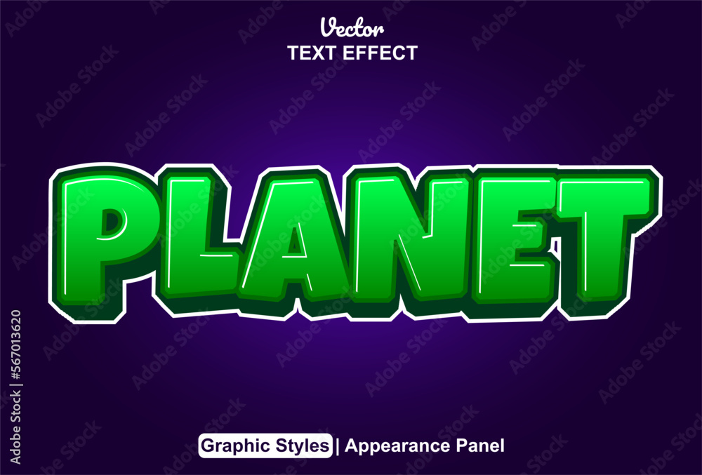 planet text effect with graphic style and editable.
