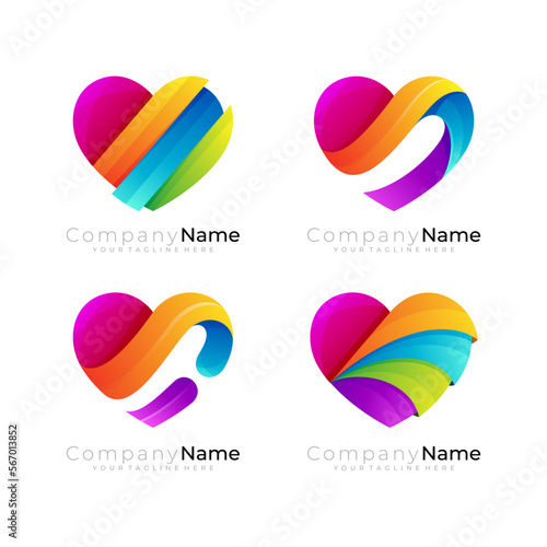 Heart logo with charity design community, colorful icons
