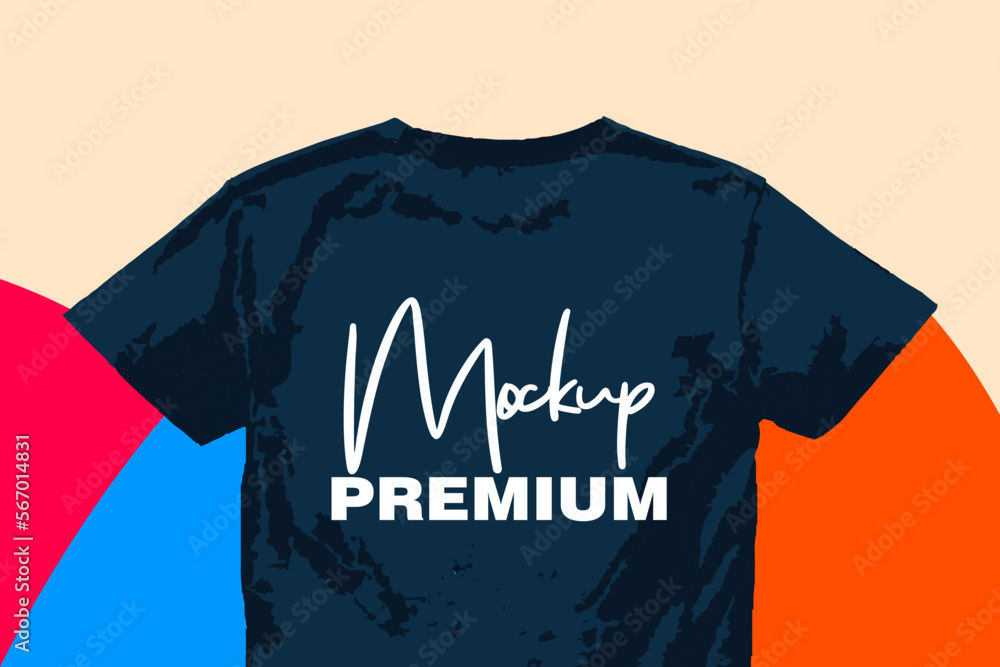 Vettoriale Stock Black t shirt mockup , mockup tshirt front and back, t