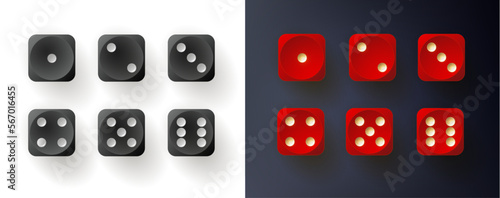 Set of dices in different colors. Vector