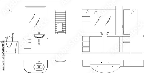 Modern minimalist model beautiful lavatory illustration vector sketch