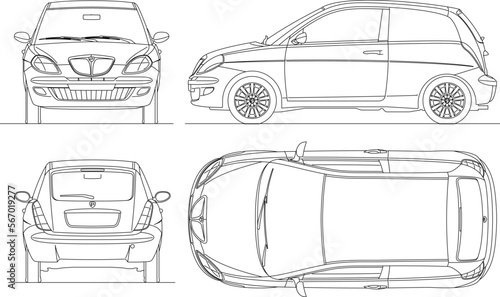 Family citycar illustration vector sketch