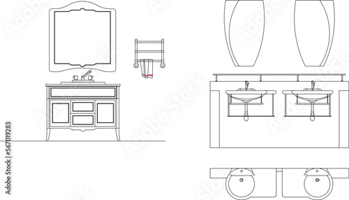 Modern minimalist model beautiful lavatory illustration vector sketch