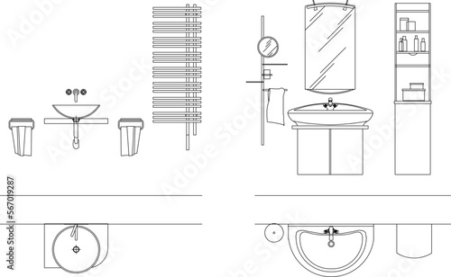 Modern minimalist model beautiful lavatory illustration vector sketch