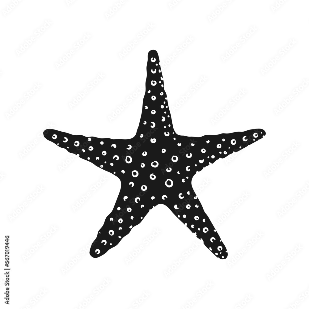 Starfish silhouette vector illustration. Illustrations for menu, seafood restaurant design, resort hotel spa, surf boards, wall art print Starfish silhouette vector illustration. Illustrations for menu, seafood restaurant design, resort hotel spa, surf boards, wall art print