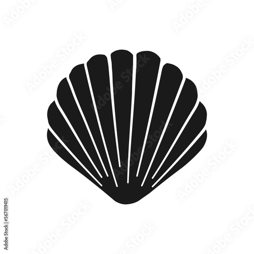Scallop shell silhouette vector illustration. Illustrations for menu  seafood restaurant design  resort hotel spa  surf boards  wall art print