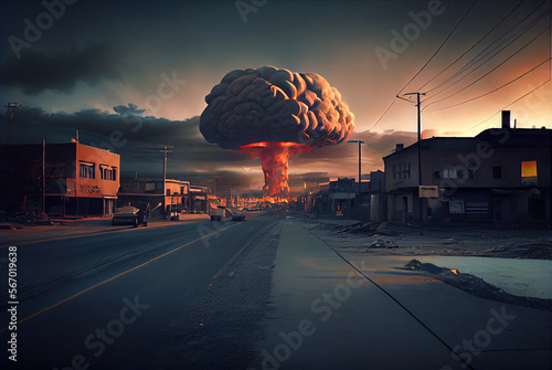 Nuclear Explosion in a city - Generative AI illustration