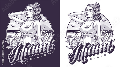 Miami hot girl monochrome flyer