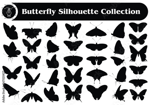 Different types of Butterfly Silhouettes Collection
