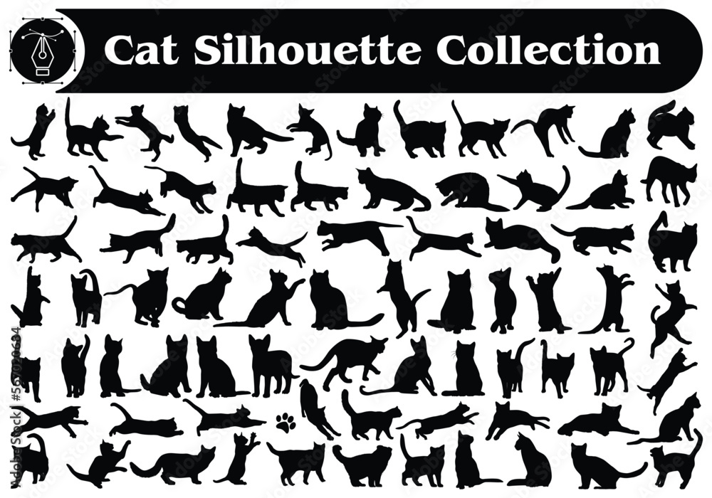 Animal Cat Silhouette Vector Collection
