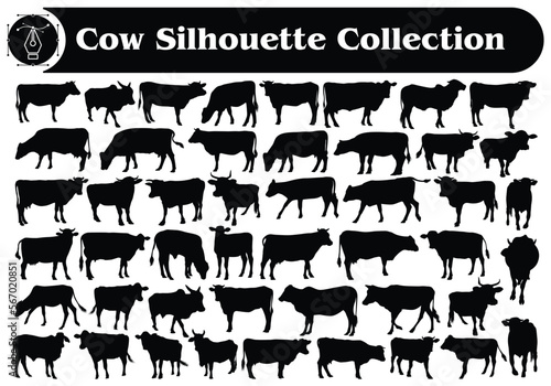 Animal Cow Silhouette Vector Collection