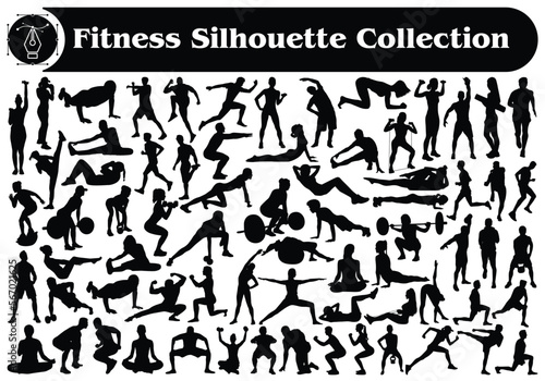 Fitness or workout Silhouette Vector Collection