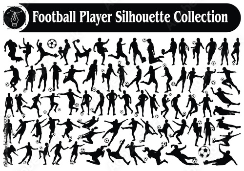 Football Male and female Players Silhouette Collection