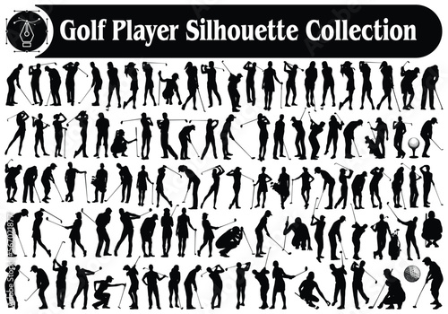 Golf Player Male or Female silhouettes Vector Collection