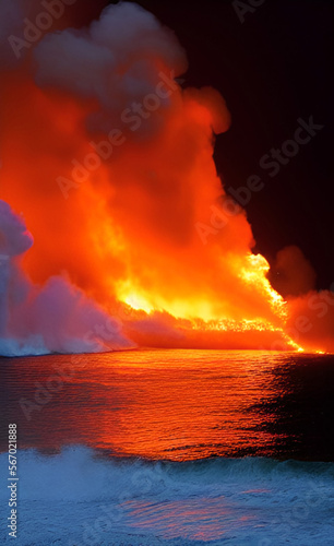 fire on water, sunset ULTRA HD
