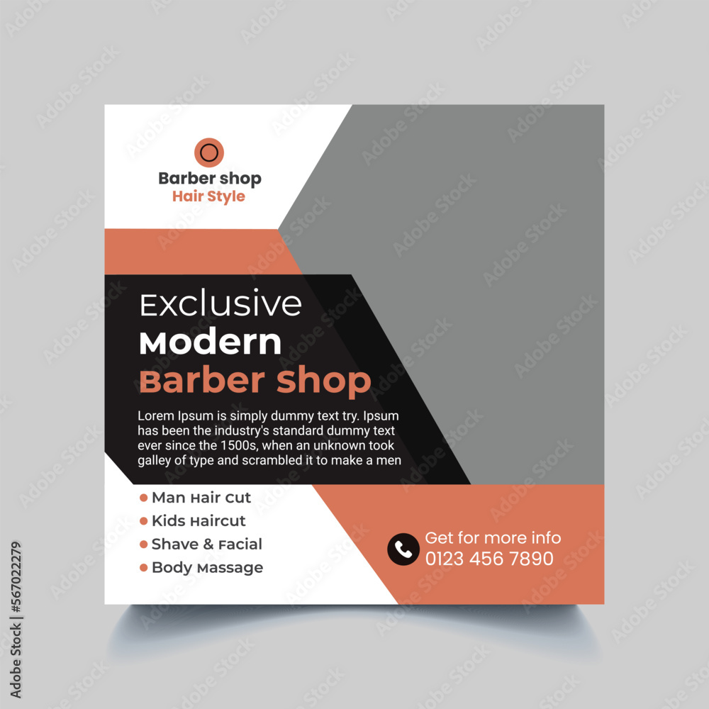 Barber shop hair salon social media post template. beauty spa business web banner design Barber shop hair salon social media post template. beauty spa business web banner design