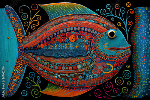 Fish, ornamental graphic fish © rufous