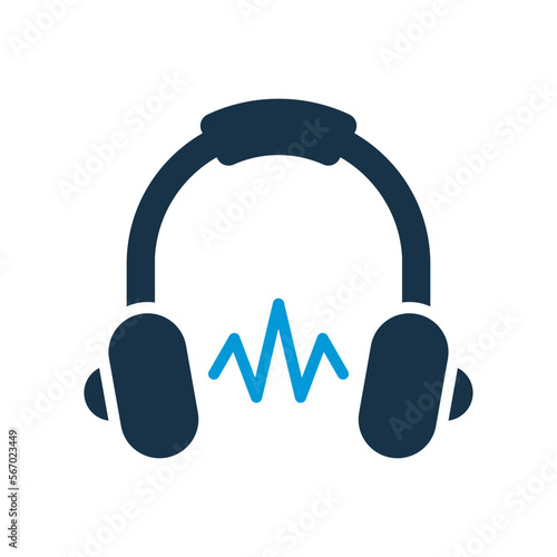 Headphone Silhouette Icon. Online Education and Learning concept. Audio Book and Ebook Icon. Distance Education concept. Earphone Pictogram. Vector Isolated Illustration