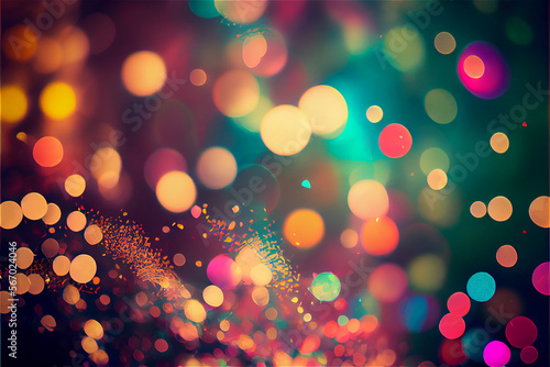 Party background with multicolored confetti and bokeh, ideal for festive events, generative AI