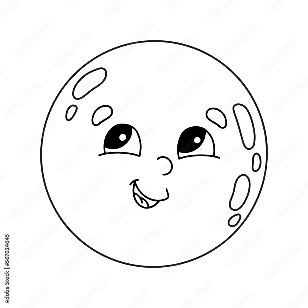 Fototapeta premium Coloring page for kids. Digital stamp. Cartoon style character. Isolated on white background. Vector illustration.