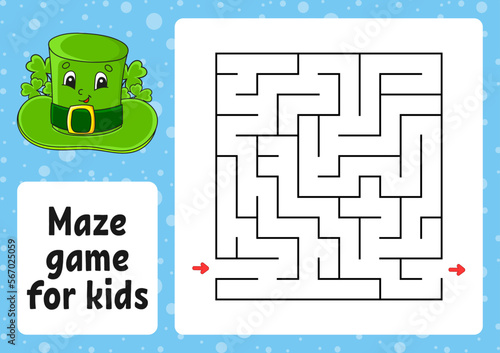 Maze game for kids. Funny labyrinth. Activity worksheet. Puzzle for children. cartoon style. Logical conundrum. Vector illustration.