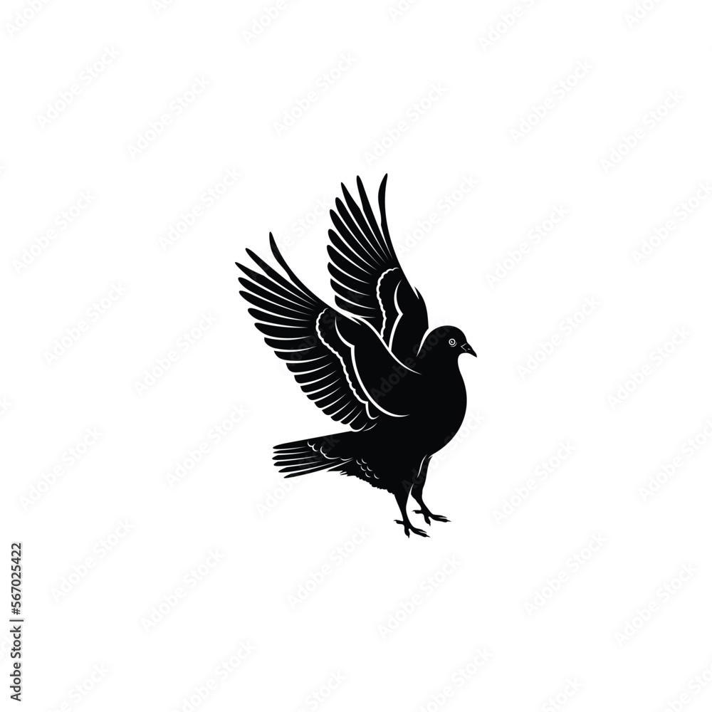 Obraz premium Silhouette pigeon vector illustration design