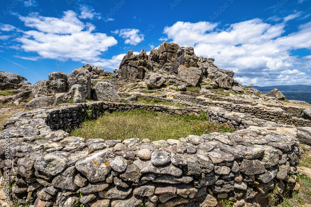 Celtic Castro de Barona, Galician Iron Age forts. Porto do Son, Coruna, Galicia, Spain.