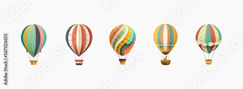 Balloons set. Cute cartoon balloons. Vector illustration isolated on white background.