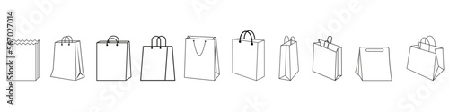 Paper bag icon vector set. Packet illustration sign collection. Package symbol or logo.