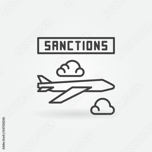 Air Transportation Sanctions vector icon in thin line style